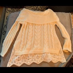 Cream off shoulder sweater